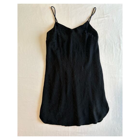 Topshop Leopard Print Jacquard Black Spaghetti Strap Mini Dress Slip Size 0 XS - Picture 3 of 12